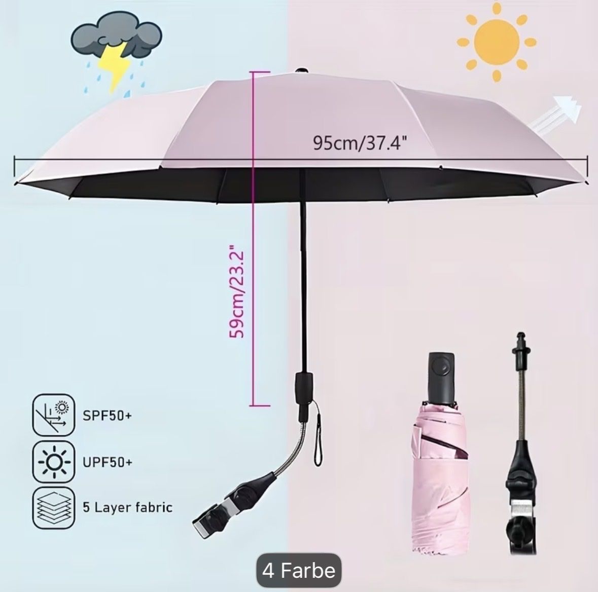 Parasols: Schirm in Nebelgrau UPF50+  – Neuf avec emballage d'origine à Grächen par Walterli_88 6