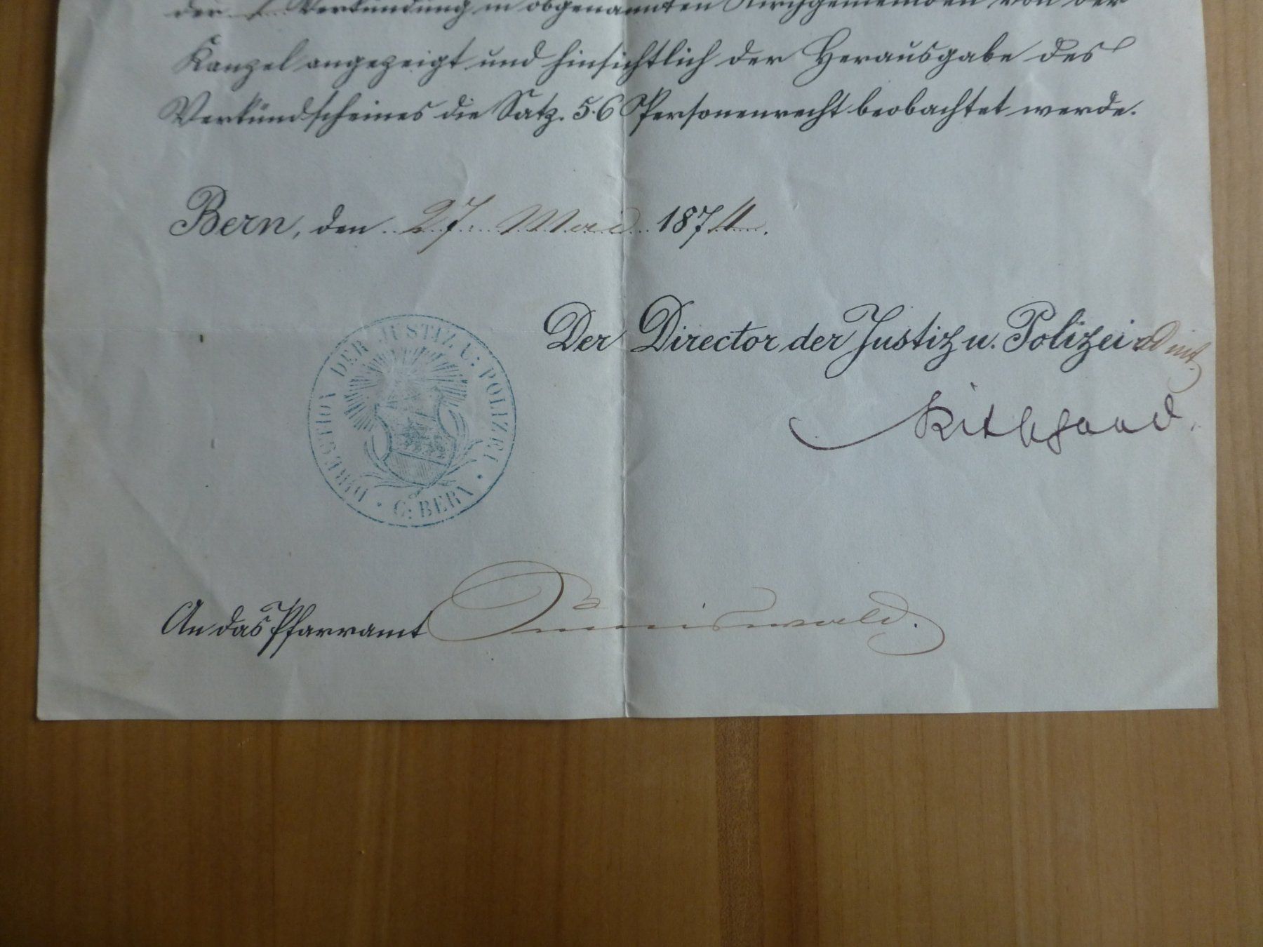Dokumente: Bern 27.Mai 1874, Verkünddispens – Gebraucht aus Bettlach von 1saurer 1