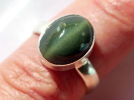 Ring Silber 925 WG vergoldet  mit Chrysoberyll-Katzenauge