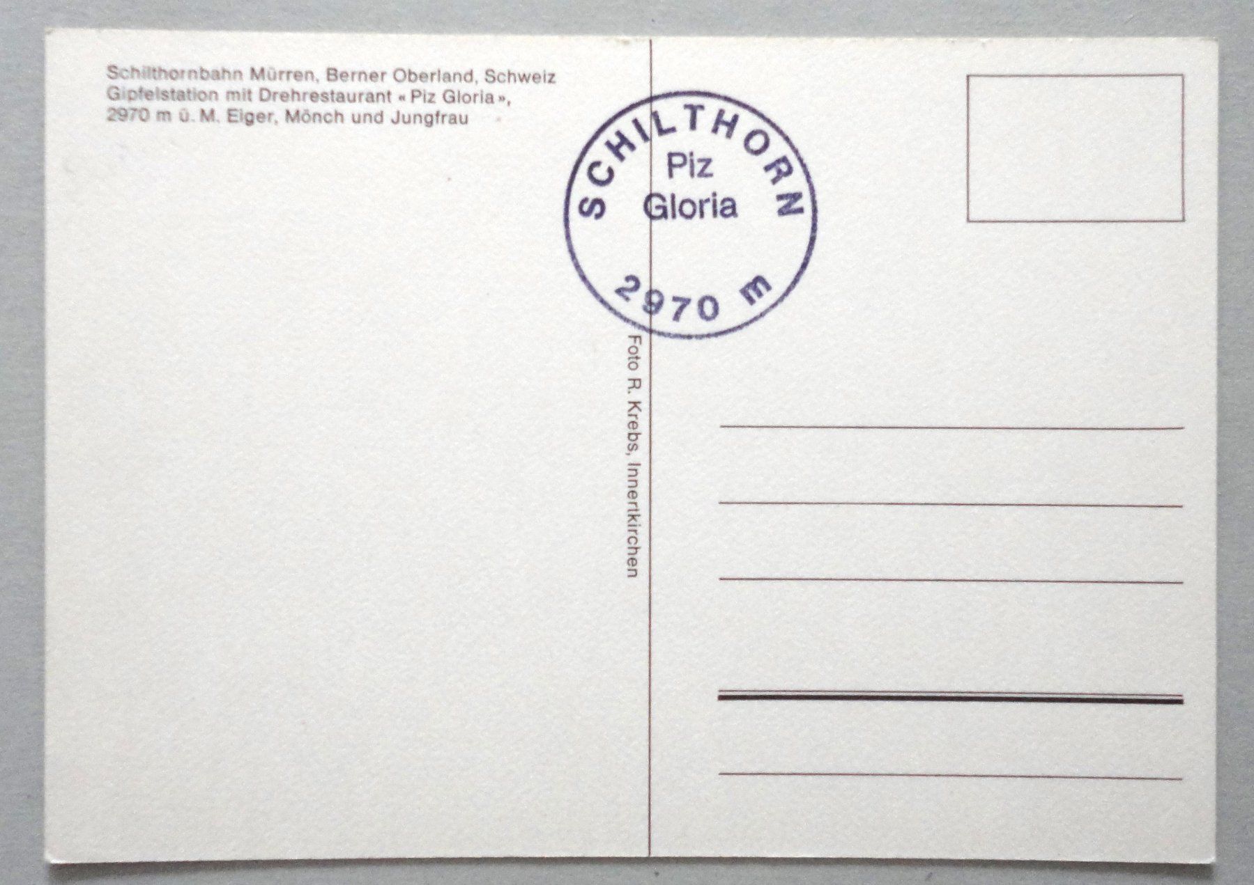 Cartoline postali: Schilthornbahn, Mürrren, Berner Oberland – Usato da Fétigny venduto da Billy2miny 1