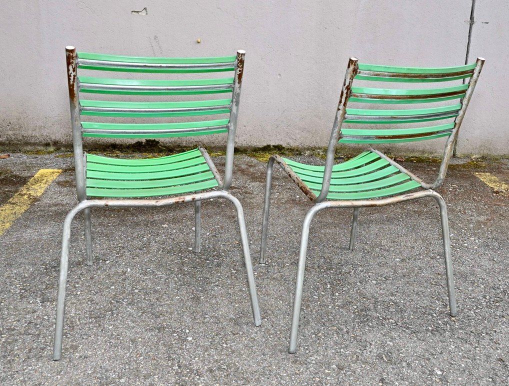 Sedie: 2 gebrauchte Vintage GARTENSTÜHLE grün – Usato da Pfaffhausen venduto da mono_rec 4