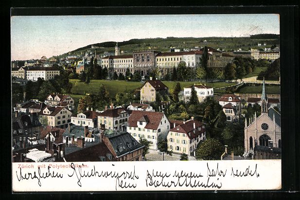 Cartoline postali: Zürich, Ortsansicht mit Polytechnikum – Usato da Berlin venduto da bartko-reher