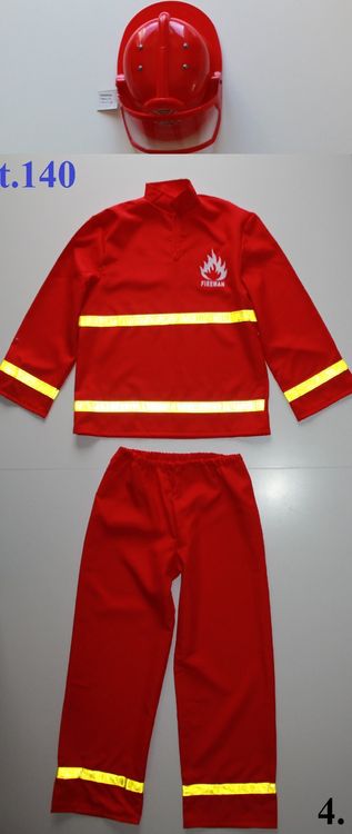 Feuerwehrmann-Kostüm Für Kinder – 2-teiliges Set Mit Jacke & Hose, Größe 140, Inkl. Reflektierenden Streifen