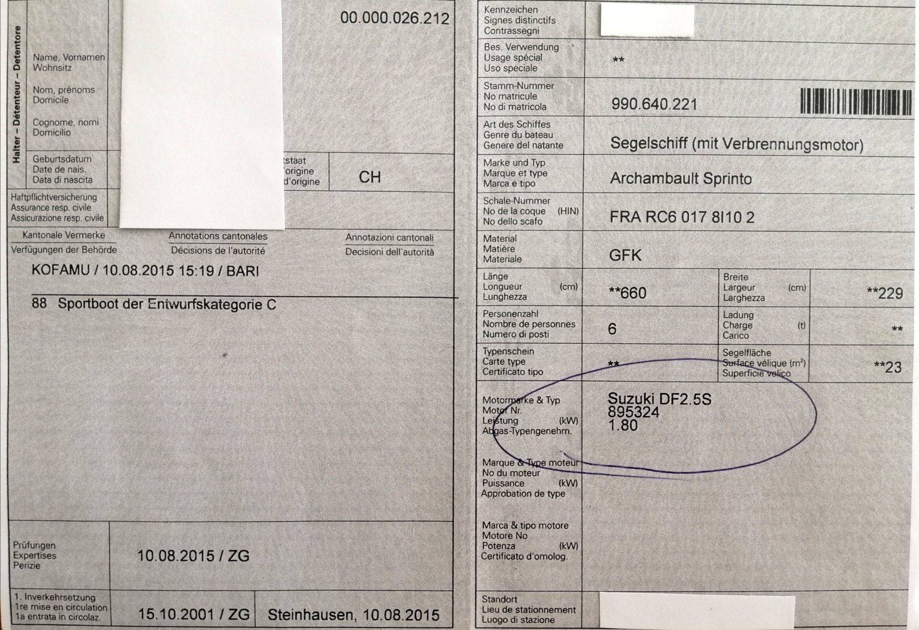 Suzuki Motori: Aussenborder Suzuki 2.5 PS – Usato da Cham venduto da ikarus42 1
