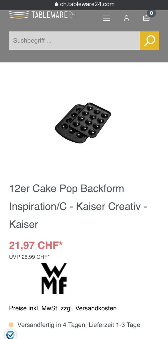 Kaiser Teglie da forno: Neu Kaiser Cake Pop Backform 12er – Nuovo e nell'imballaggio originale da Niederuzwil venduto da Ib-top