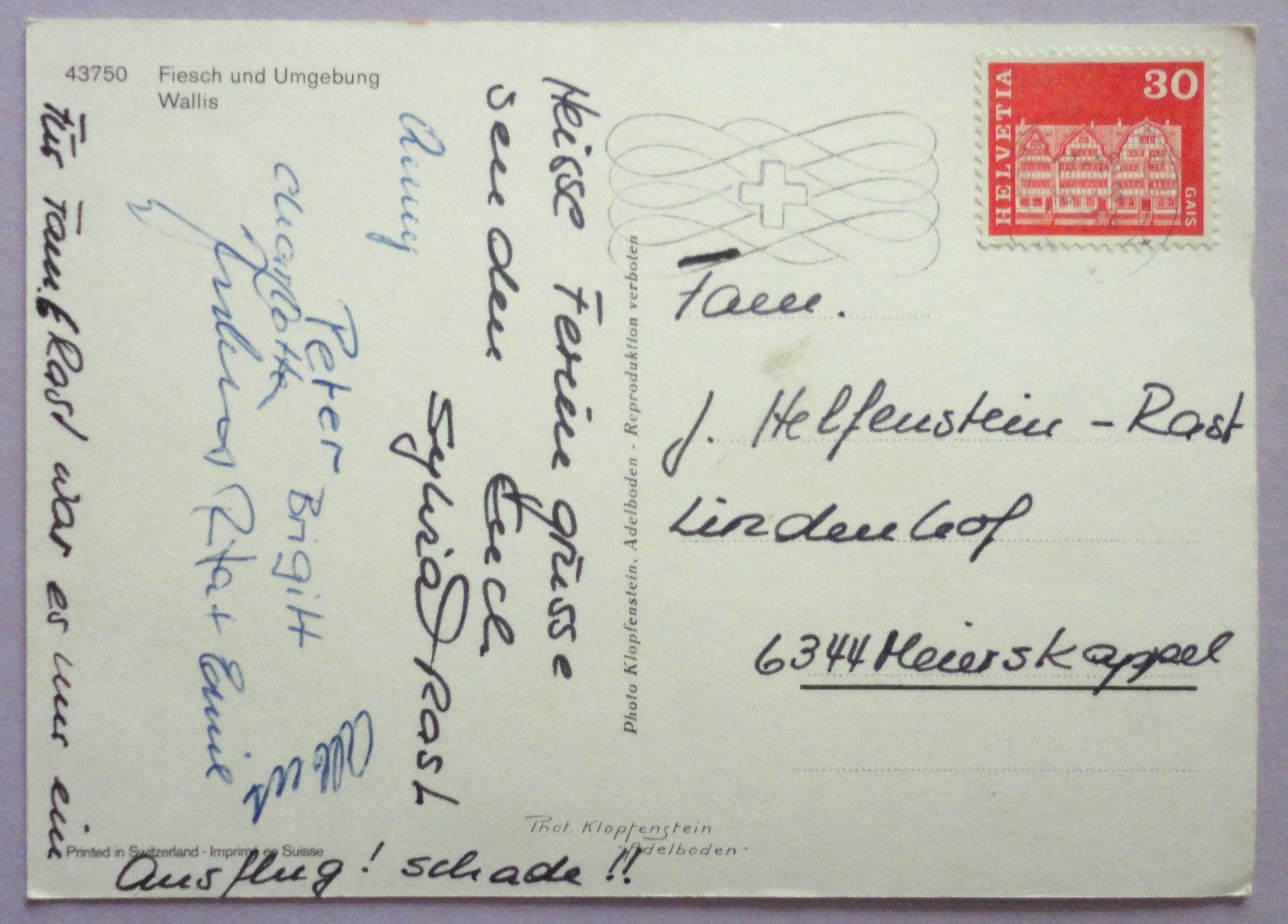 Cartoline postali: Fiesch und Umgebung, Wallis – Usato da Fétigny venduto da Billy2miny 1