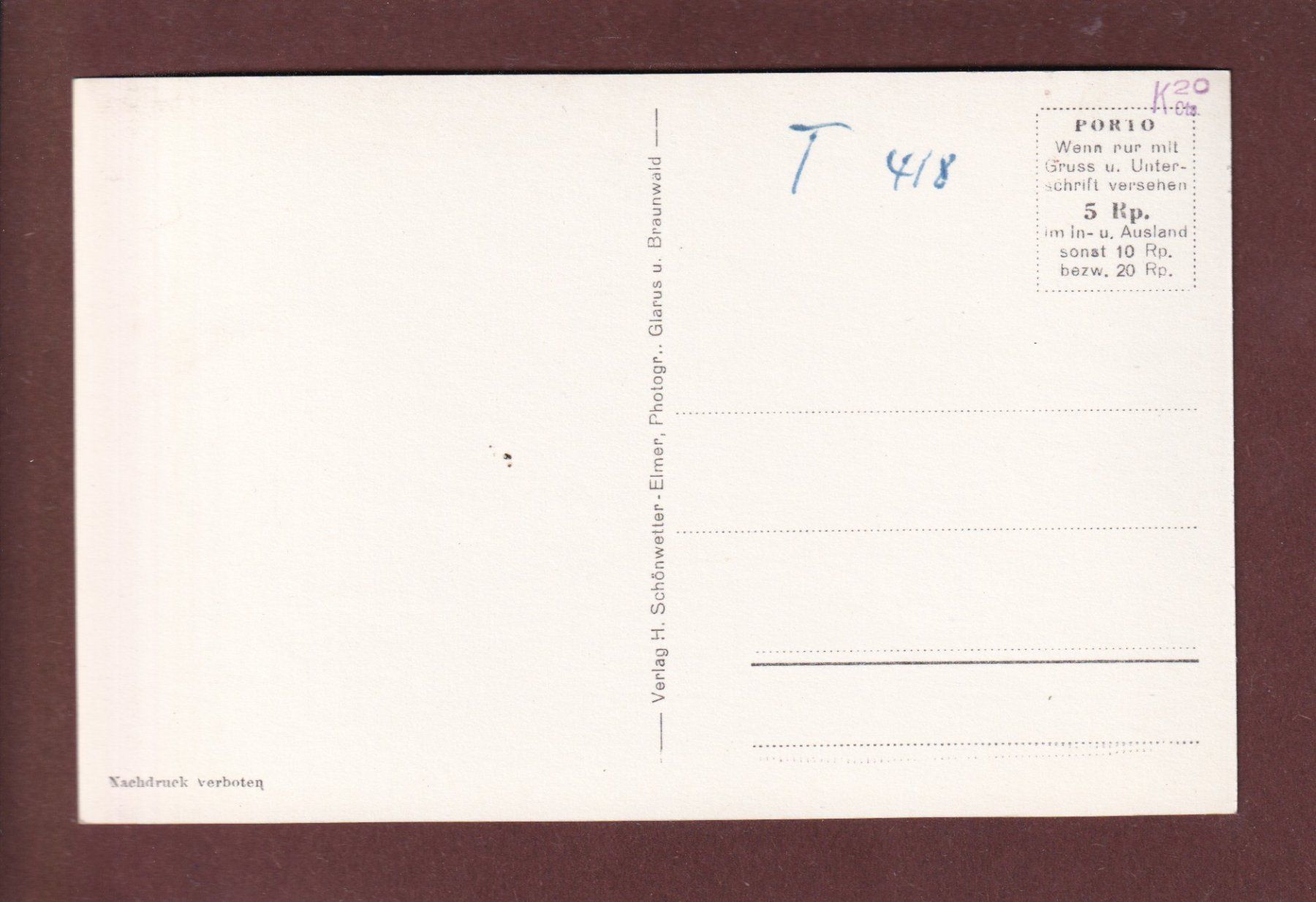 Cartoline postali: BRAUNWALD - Am Weg zum Rubschen – Usato da Pully venduto da nicecards 1