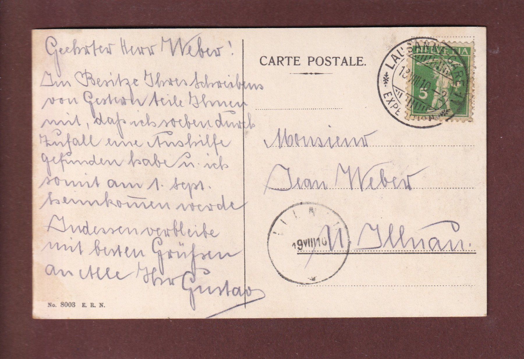 Cartoline postali: LAUSANNE depuis Beaulieu - 1910 – Usato da Pully venduto da nicecards 1