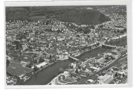 21.7.1962sw P.Zaugg-Luftbild altem OLTEN mit Bahnknotenpunkt