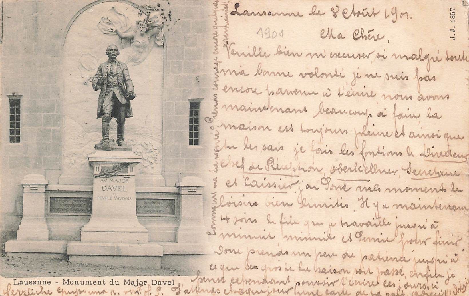 Cartoline postali: Lausanne monument davel – Usato da Biasca venduto da Blenio71