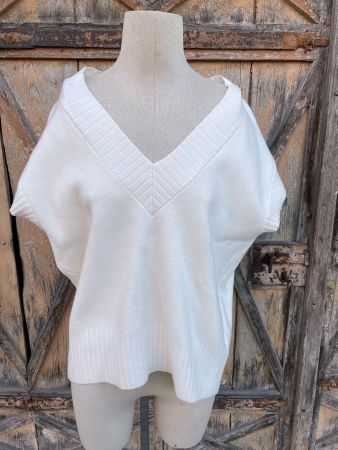 Flauschiger weisser ZARA Oversize Kurzarm Pullover Gr. S