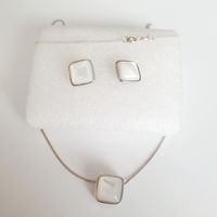 Schmuckset Collier Ohrstecker 925 Silber Muterperlmutt 