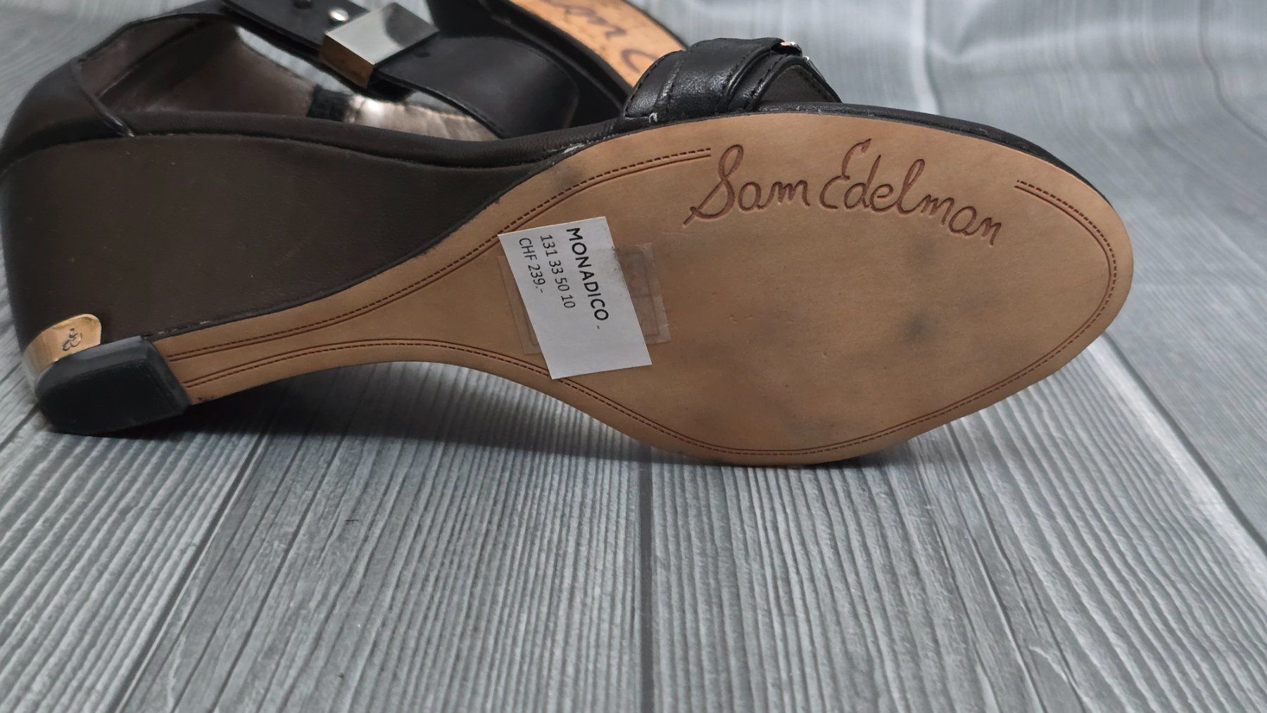 Sam Edelman Scarpe da donna: Sam Edelman Keilsandaletten "Serena" - 41 - Schwarzes Leder – Nuovo (secondo la descrizione) da Thalwil venduto da VitaMini 3