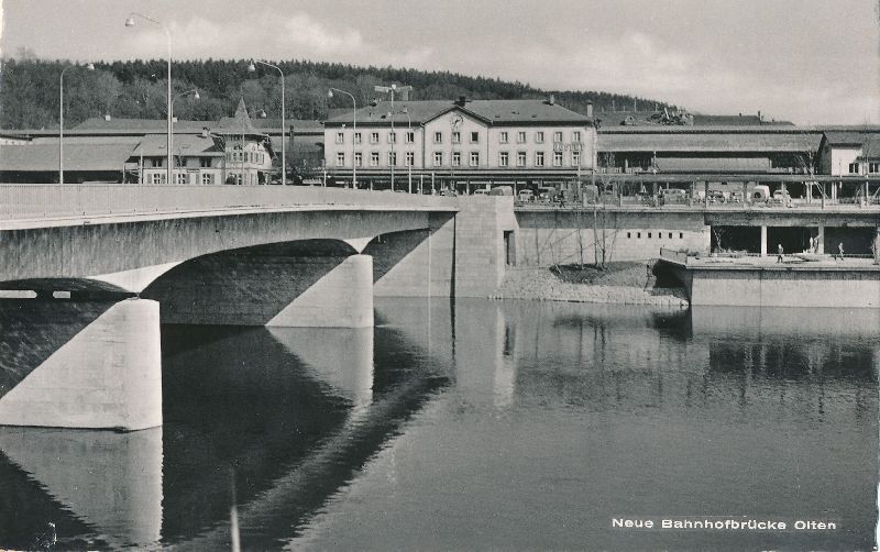 Cartoline postali: Olten neue Bahnhofbrücke + c1950 – Usato da Emmenbrücke venduto da teestube