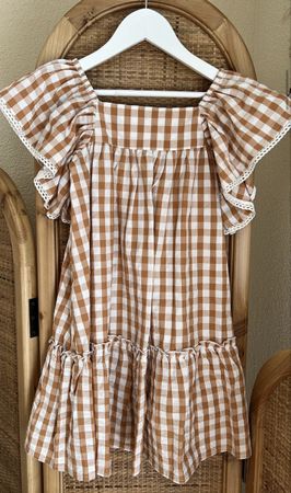 Süsses Sommerkleid, Gr.134, Braun/Weiss Kariert *NEU