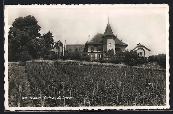 Cartoline postali: AK Begnins, Château de Cottens, 1946 – Usato da Berlin venduto da bartko-reher