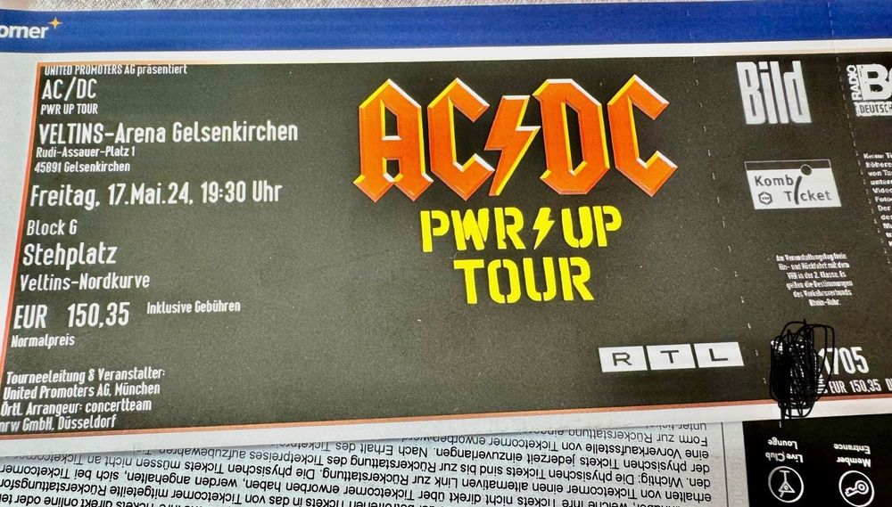 AC/DC Gelsenkirchen Ticket Stehplatz Kaufen auf Ricardo