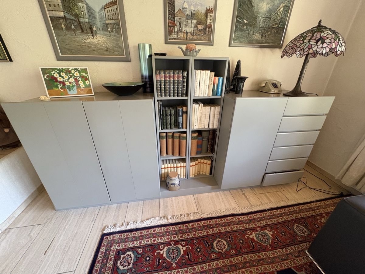 Kommoden: Sideboard mit Regal und Schubladen graue Farbe – Gebraucht aus Boswil von P18