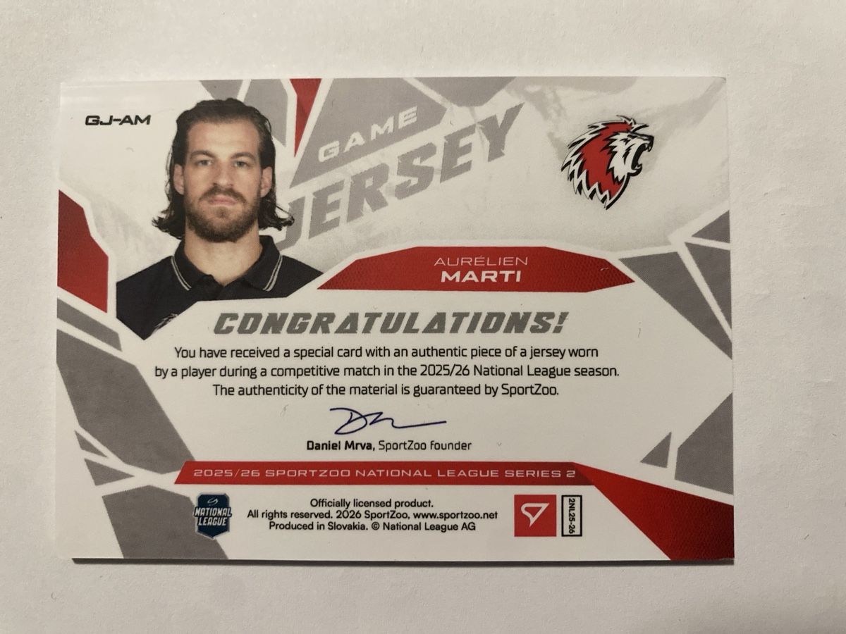 Sportzoo Sammelbilder & Trading cards: Aurelien Marti Game Jersey NLA 2025/26 – Neu (gemäss Beschreibung) aus Winterthur von SeanTrieb 1