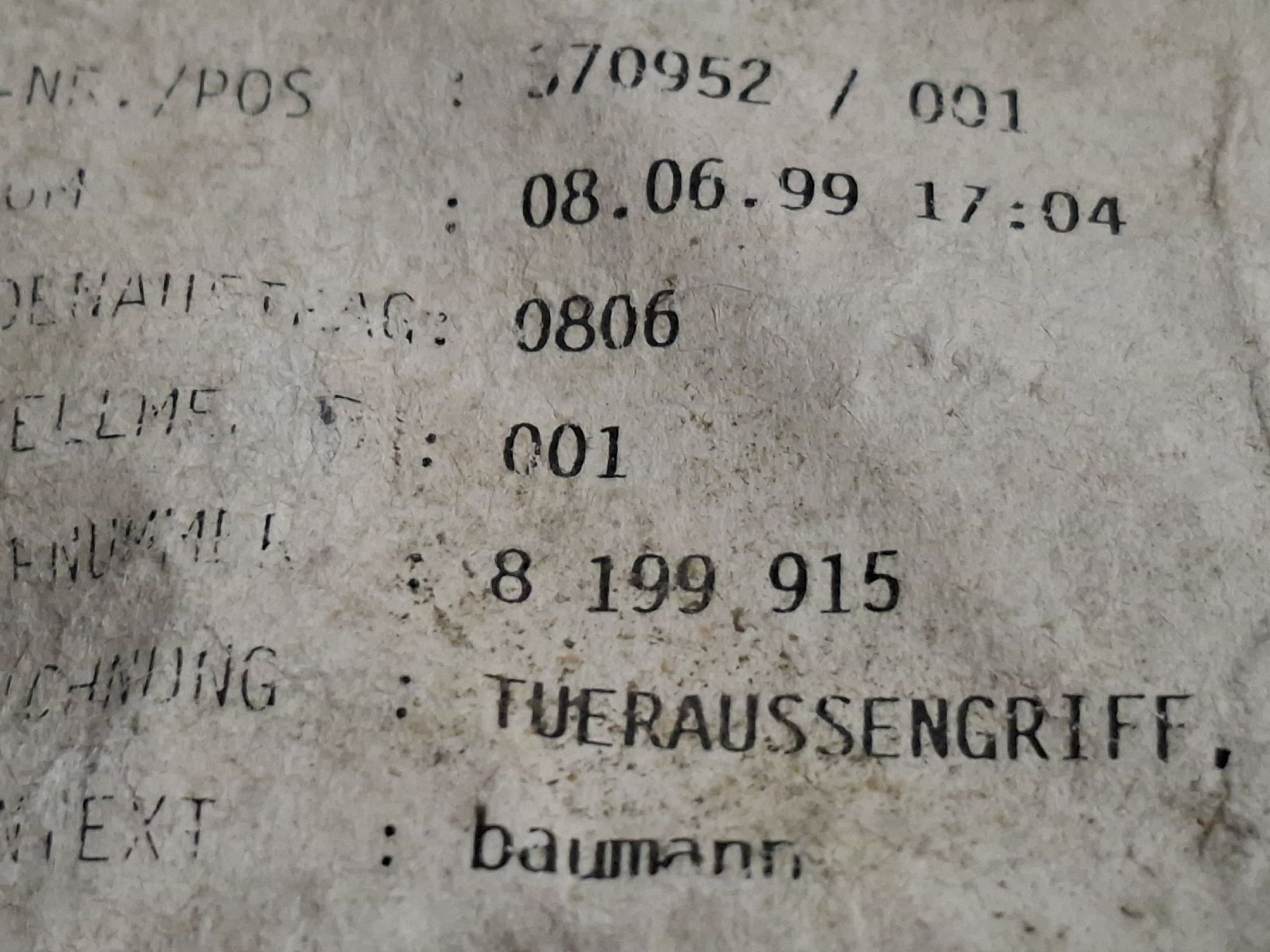 BMW Tutti pezzi di ricambio auto: BMW E 36 Türaussengriff links NOS – Nuovo e nell'imballaggio originale da Aadorf venduto da classicpower02 3