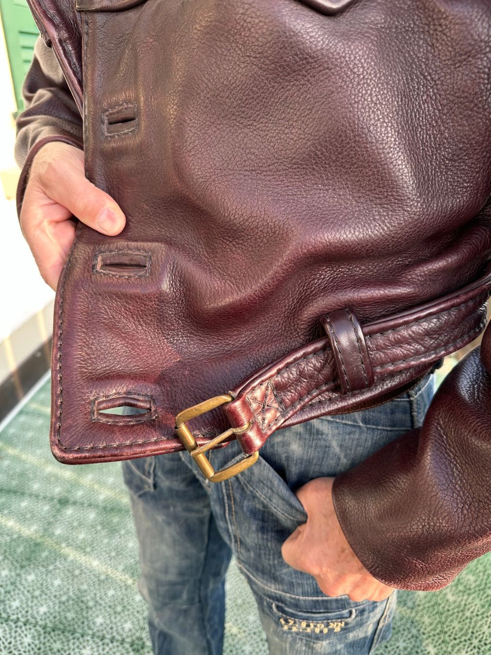 Giacche: Edle Lederjacke, braun-bordeauxrot, Einzelanfertigung M – Usato da Gümmenen venduto da FelizitasHermann 8