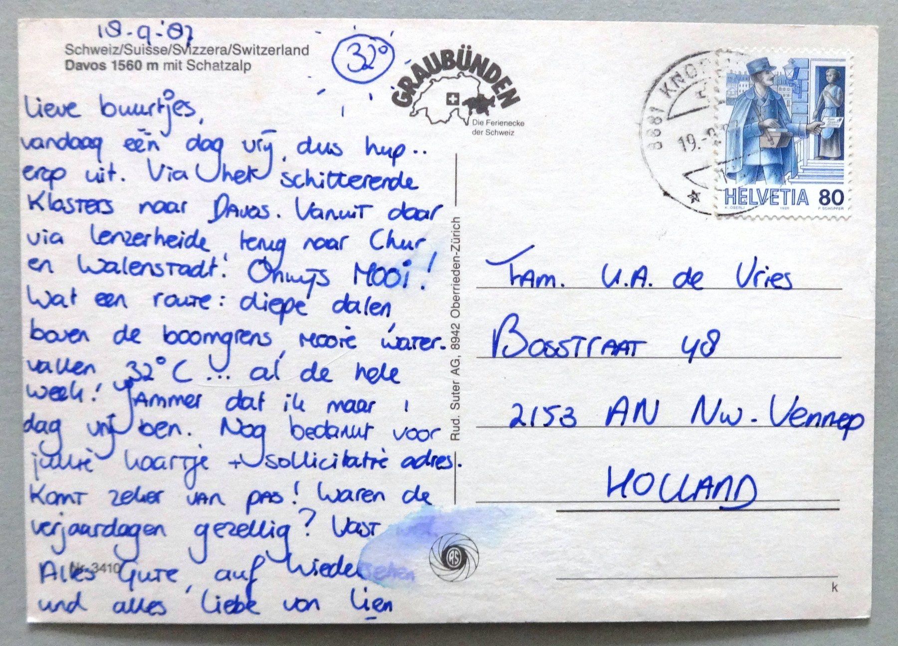 Cartoline postali: Davos 1560 m mit Schatzalp – Usato da Fétigny venduto da Billy2miny 1