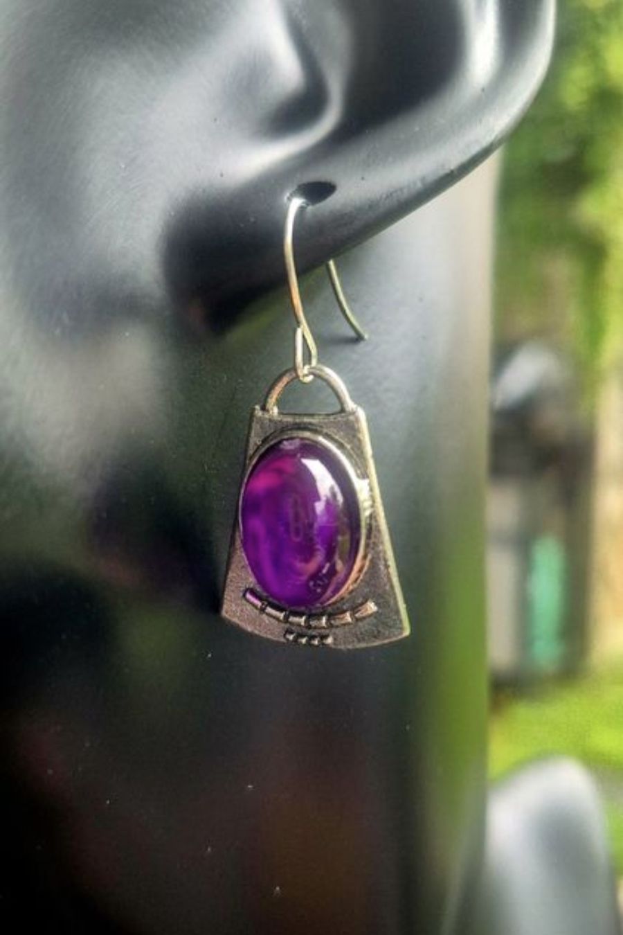 Boucles d'oreille: Orecchini donna argento con pietra viola forma trapezio – Neuf (Voir description) à Giubiasco par Stefaniav 4