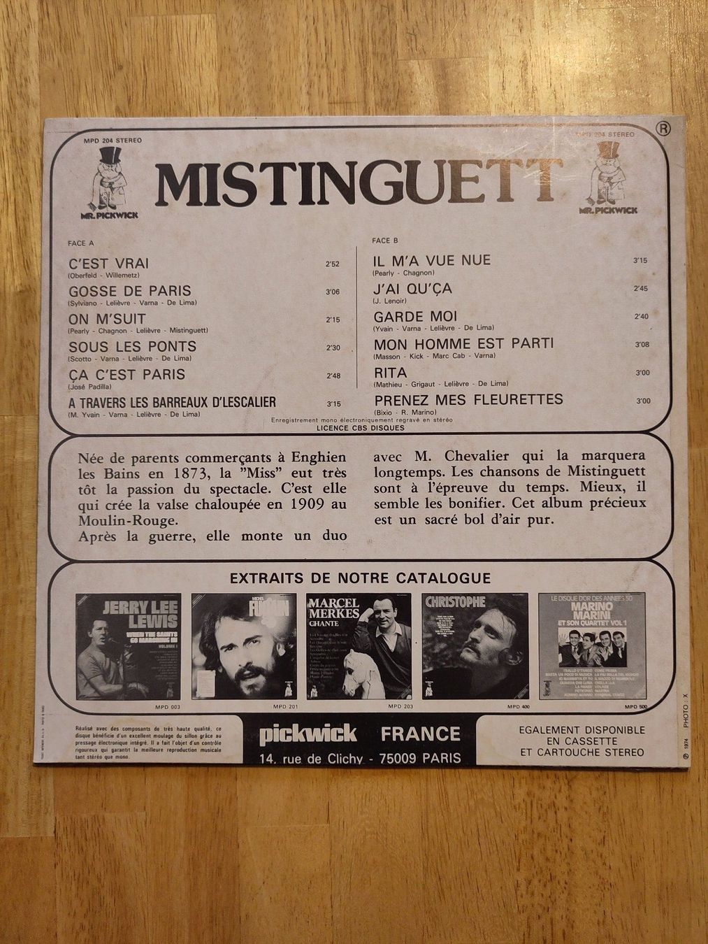 Schallplatten: Mistinguett | "Mistinguett" | LP – Gebraucht aus Lausanne von Otvald 1