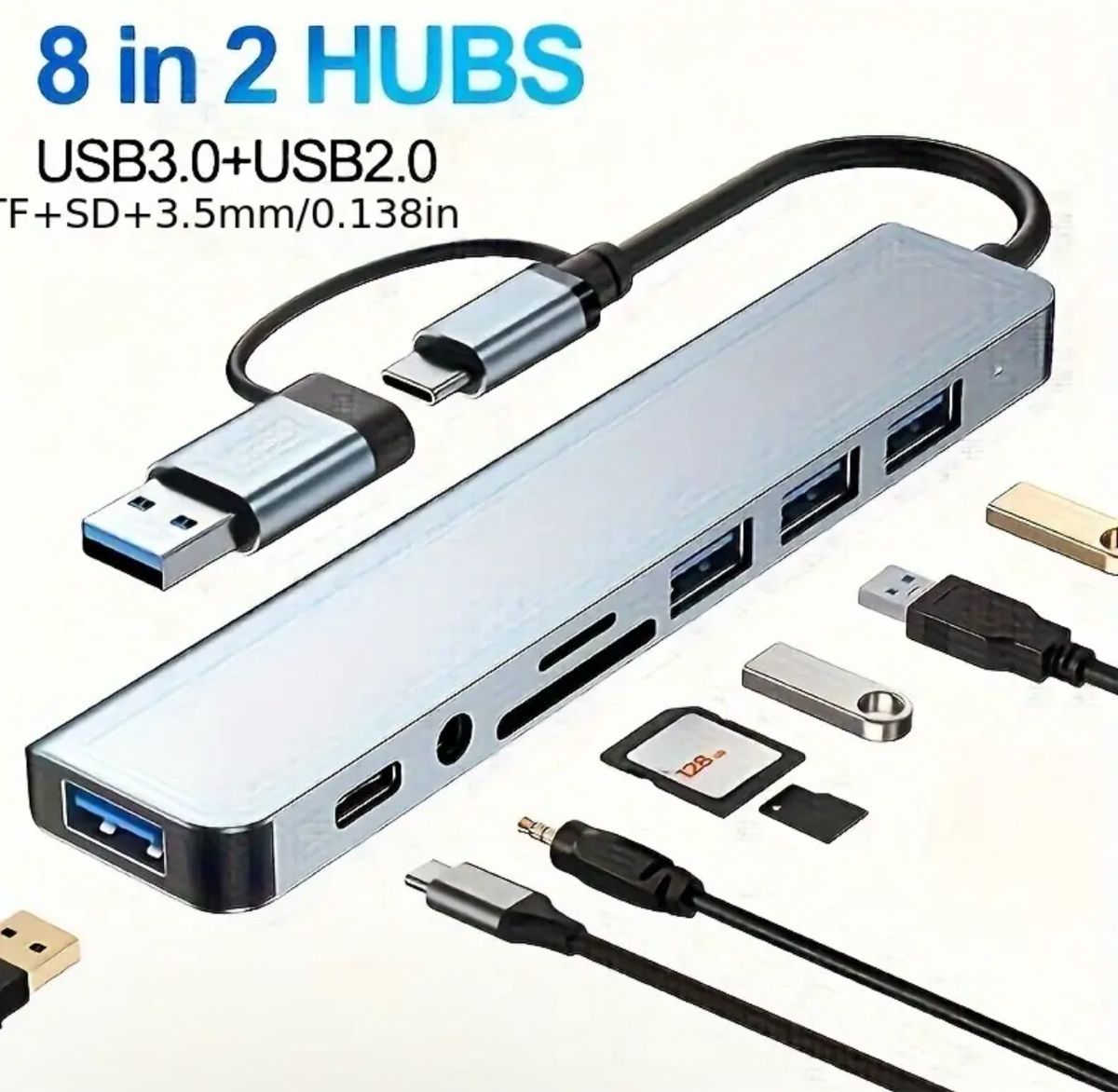 Hub & Switch: Hub Adapter - 8 in 1, Silber, Top! – Nuovo e nell'imballaggio originale da Suhr venduto da SchnapperCH 2