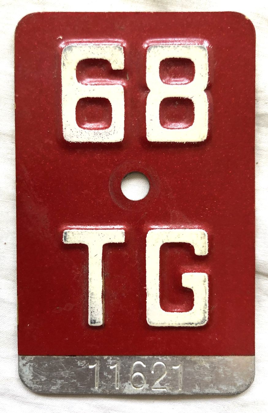 Insegne: Velo - Nummernschild - TG 68 – Usato da Schaffhausen venduto da durruti