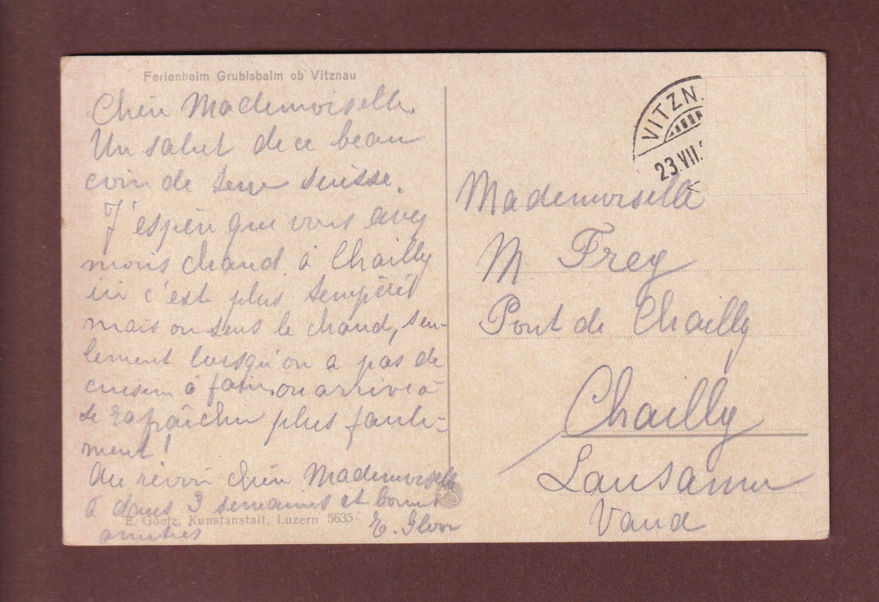Cartoline postali: Ferienheim GRUBISBALM ob Vitznau – Usato da Pully venduto da nicecards-shop 1