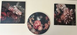 3 Glasbilder Blumen