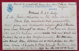 Postkarte - Grand Hotel & Bernerhof Bern 1907