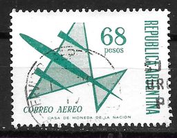 Argentinien 1967: Düsenflugzeug 68 Pesos blaugrün