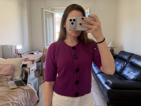 PURPLE WOOL CARDIGAN