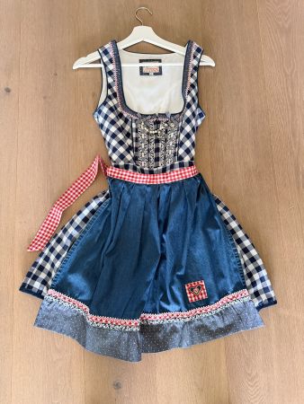 Dirndl kariert blau-weiss Grösse 34 neuer Zustand