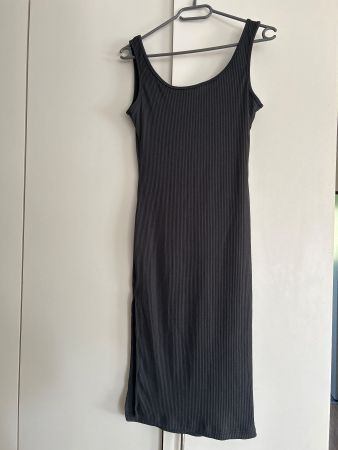 Sommer Kleid Gerippt, Grau, Grösse XS