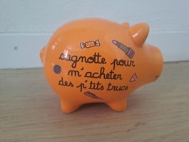 Tirelire cochon orange décorée