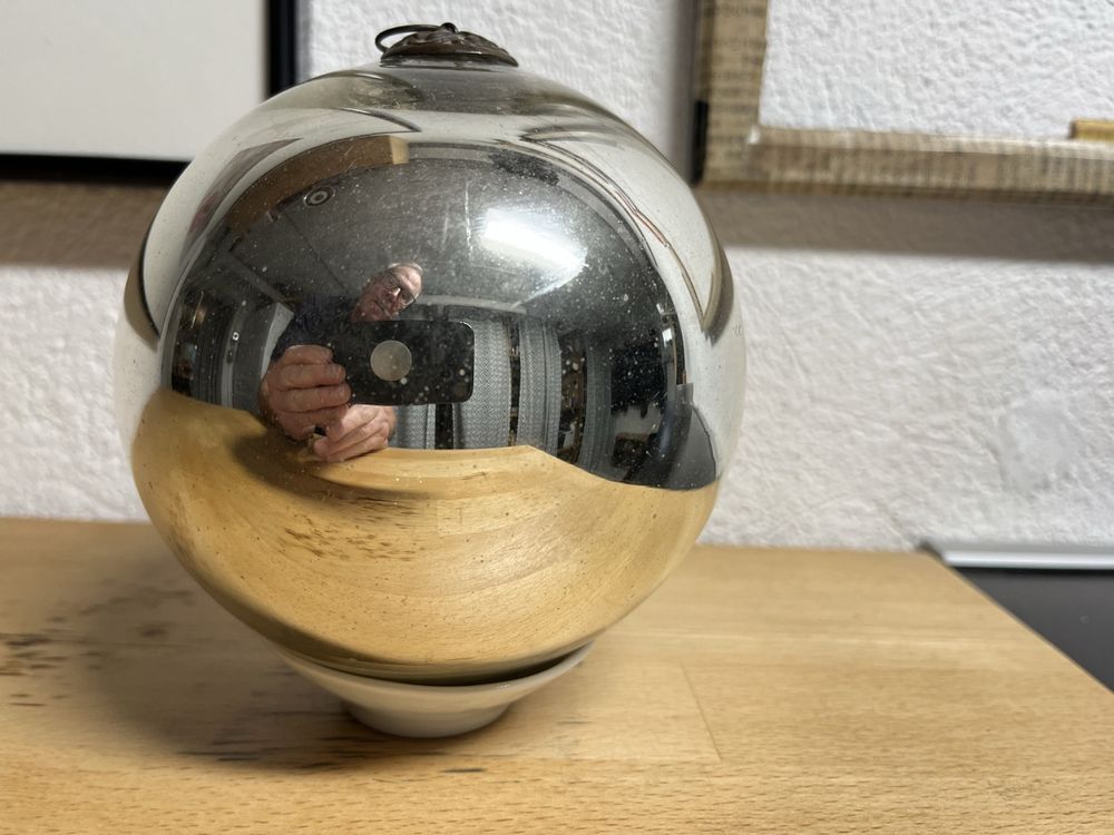 4 ANCIENNES BOULES DE NOEL VERRE MERCURISE EGLOMISE
