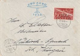 Flugpost Brief-Luzern-Locarno-Neukirch-Egnach1946