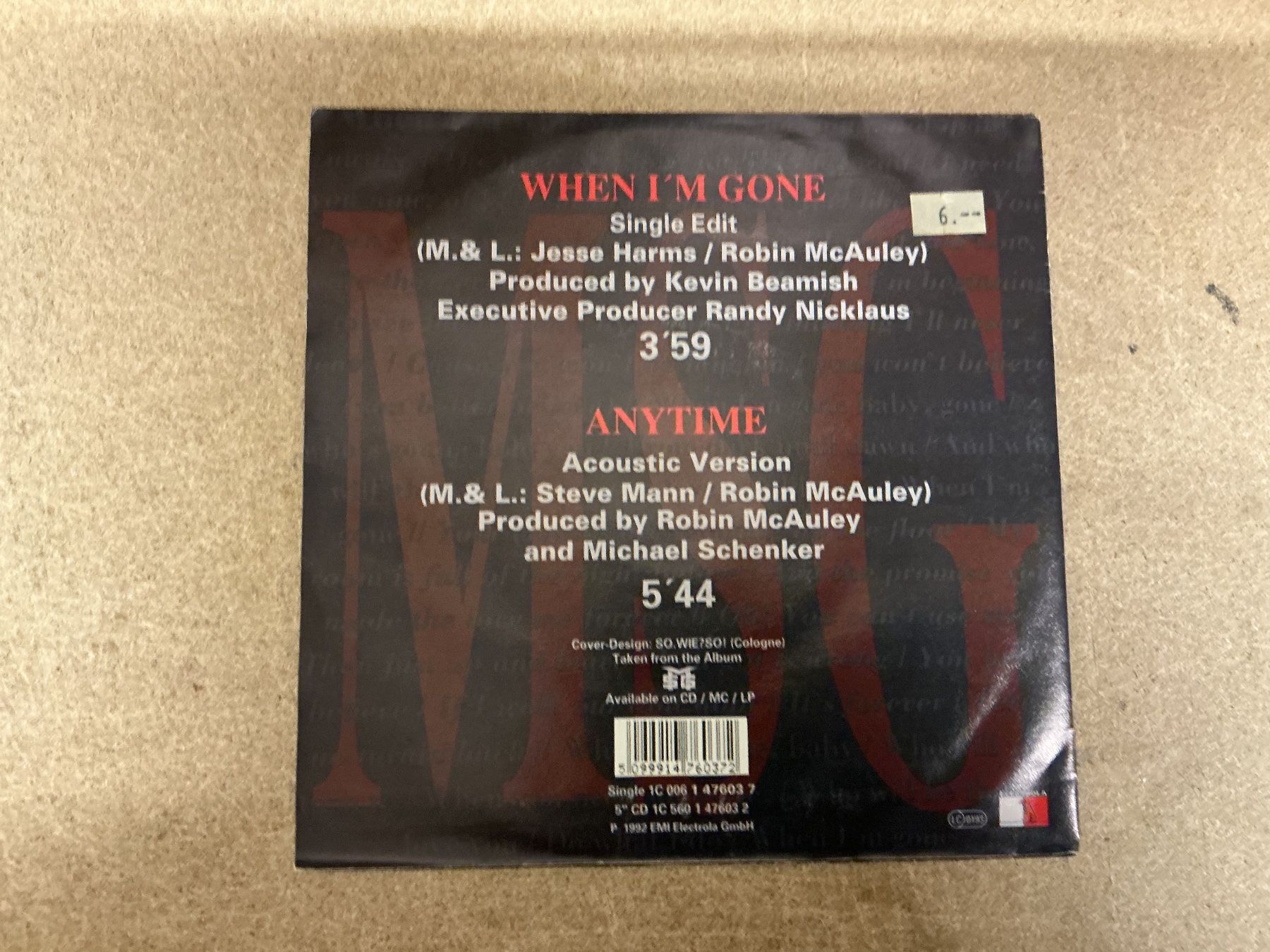 Schallplatten: McAuley Schenker Group Single - When I'm Gone – Gebraucht aus Winterthur von Tumko-Vinyl 1