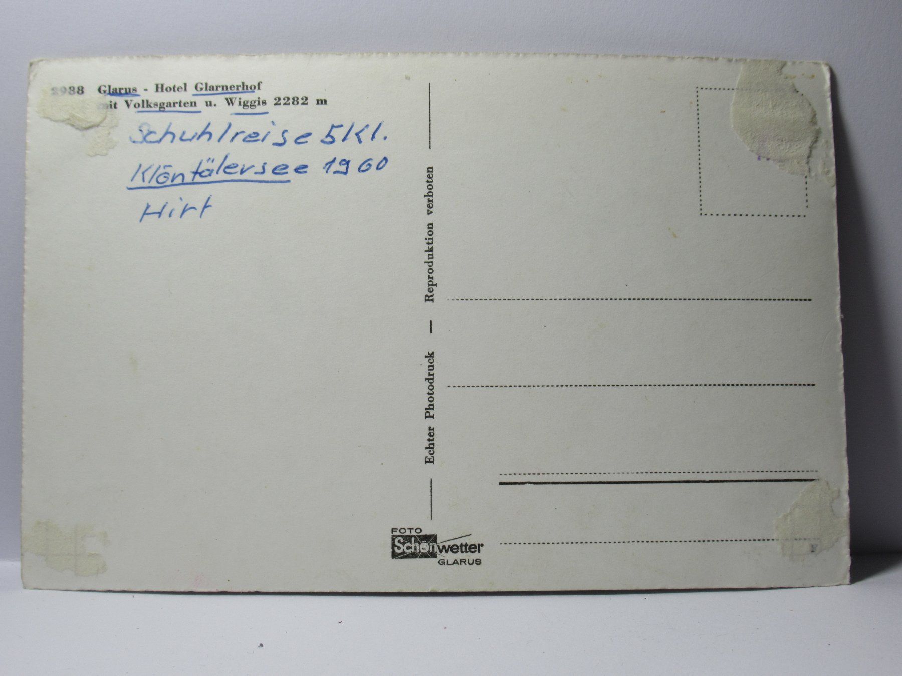 Cartoline postali: Glarus ,  Hotel Glarnerhof 1960 – Usato da Grenchen venduto da Bluemchen1900 1