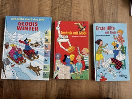 3 Globi Bücher, Winter, Technik, Erste Hilfe Set, neuwertig!