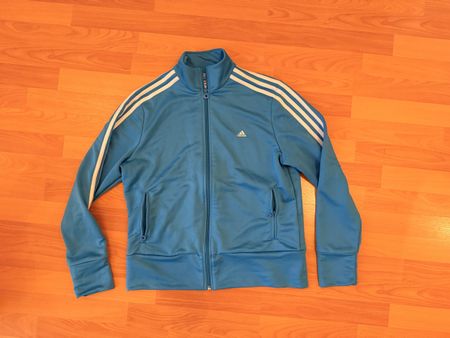 Adidas Trainingsjacke blau weiss gestreift Grösse L