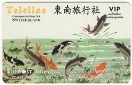 seltene TELELINE Prepaid Telefonkarte - China Fische