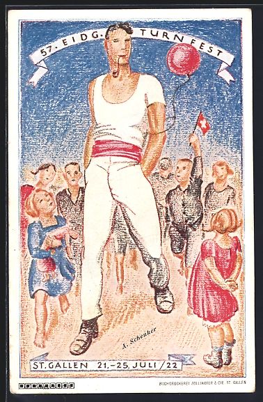 Ansichtskarten: St. Gallen, 57. Eidg. Turnfest 1922, Kin – Gebraucht aus Berlin von bartko-reher