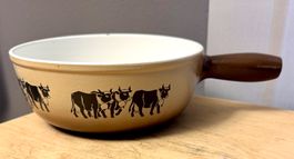 Vintage Fondue Caquelon Gusseisen Emaille EMALCO Kühe