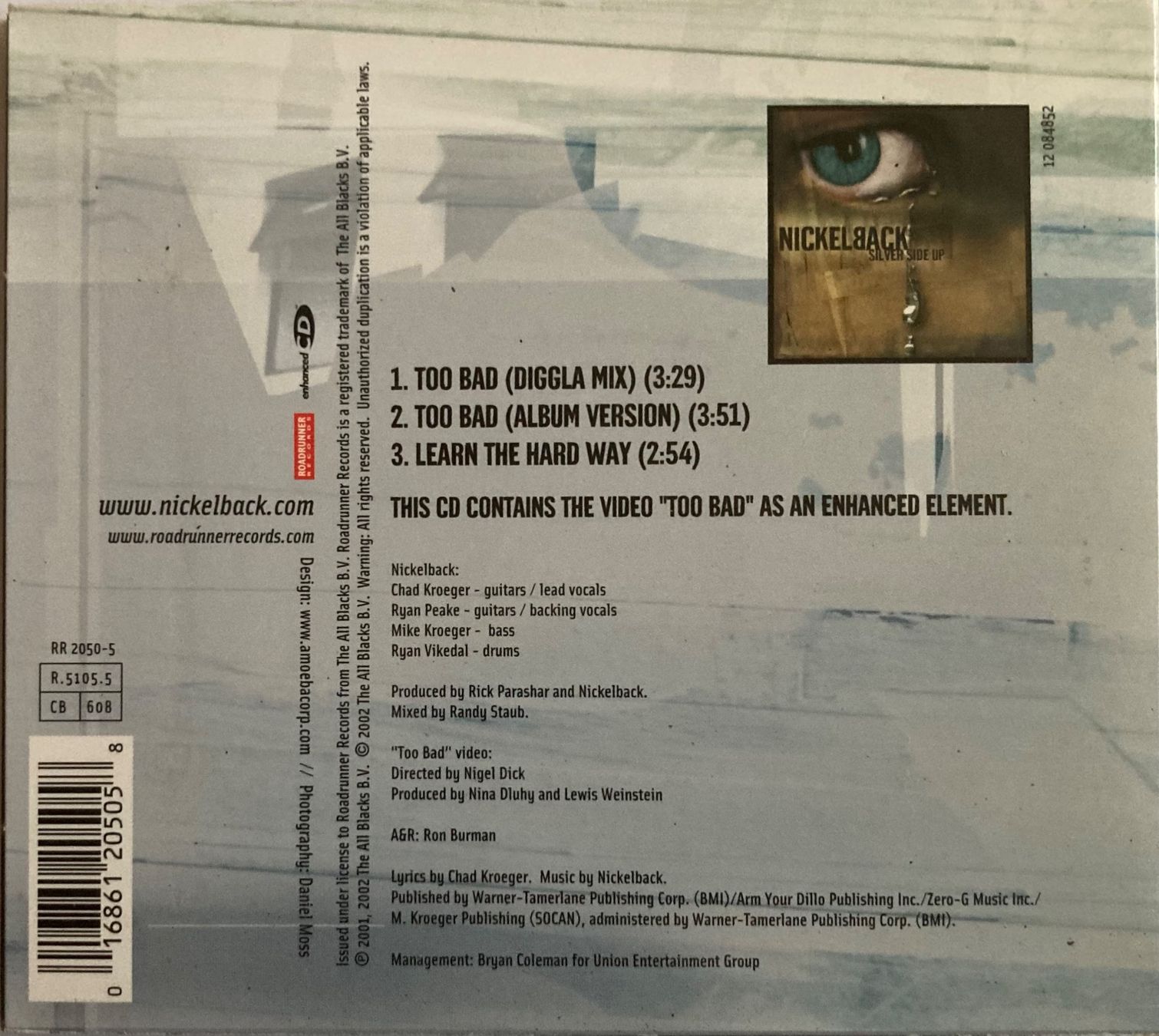 CD: NICKELBACK - TOO BAD – Usato da Poliez-Pittet venduto da Newtown-Records 1