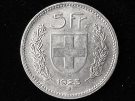 5Fr. 1923 ss, original Patina, ungereinigt.