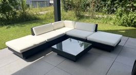 Gartenlounge Set 6-teilig Polyrattan schwarz guter Zustand